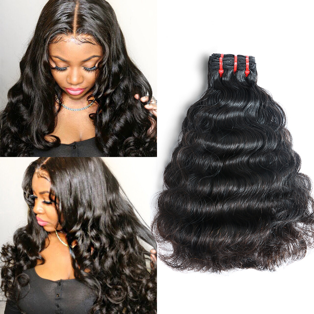 Raw virgin human hair double drawn hair body wave can be bleached with full ends natural color