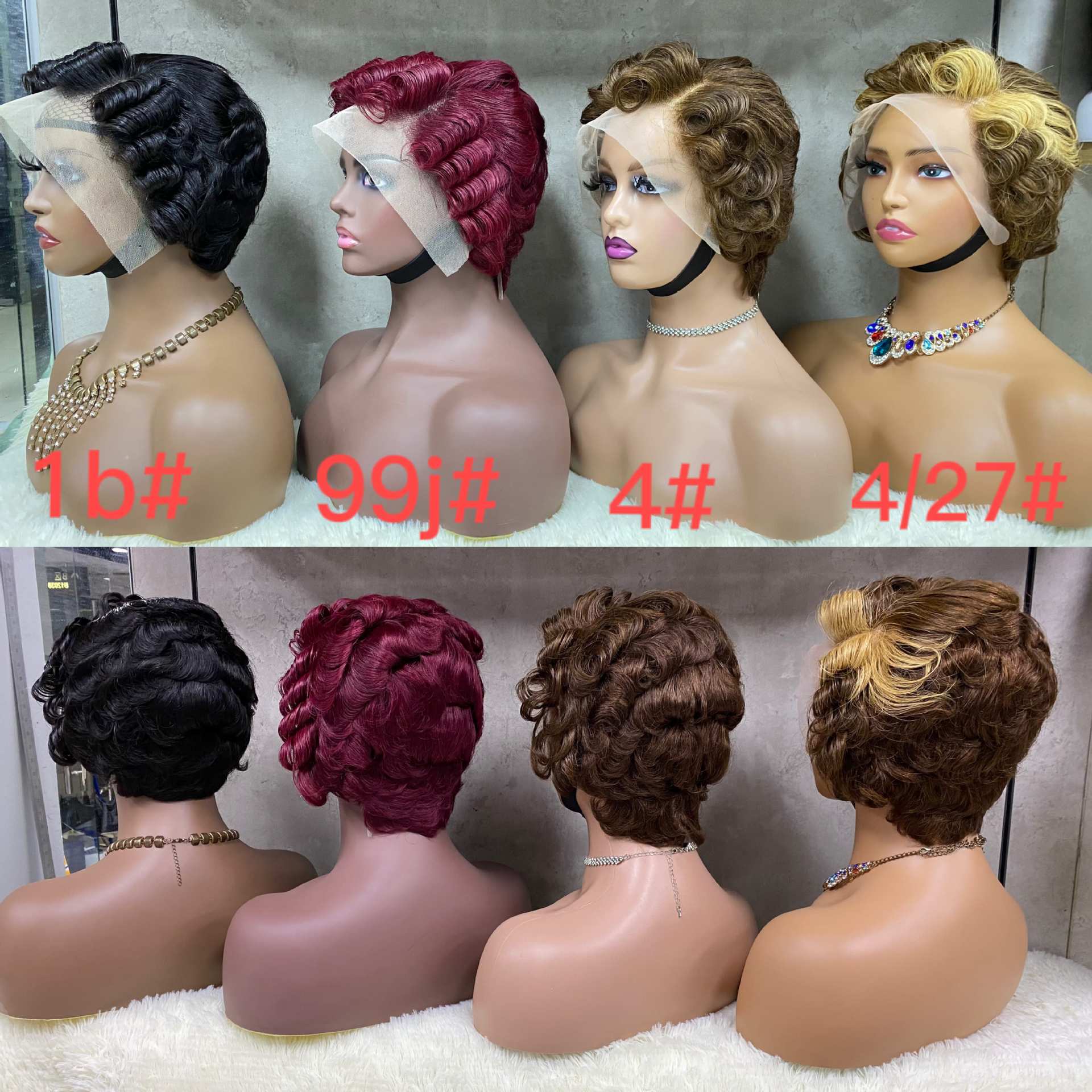 Hot selling hair color high quality pink human hair lace front wigs wholesale price