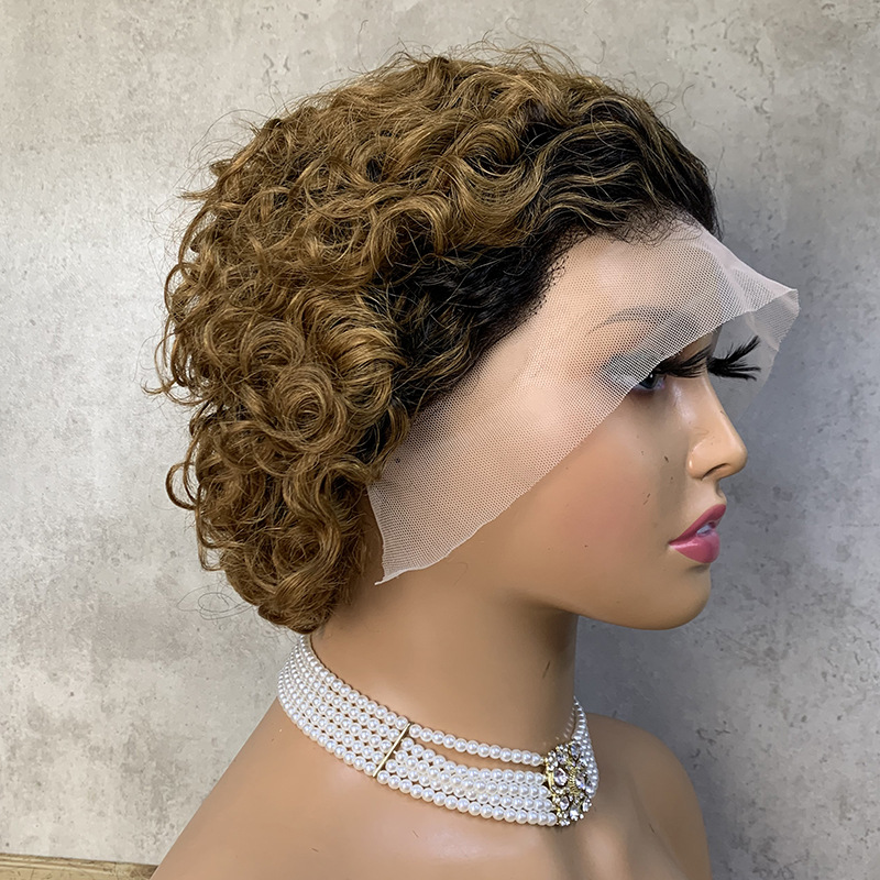 Short Curly Brazilian Cuticle Aligned Raw Virgin Hair Pixie Cut Lace Front Wigs