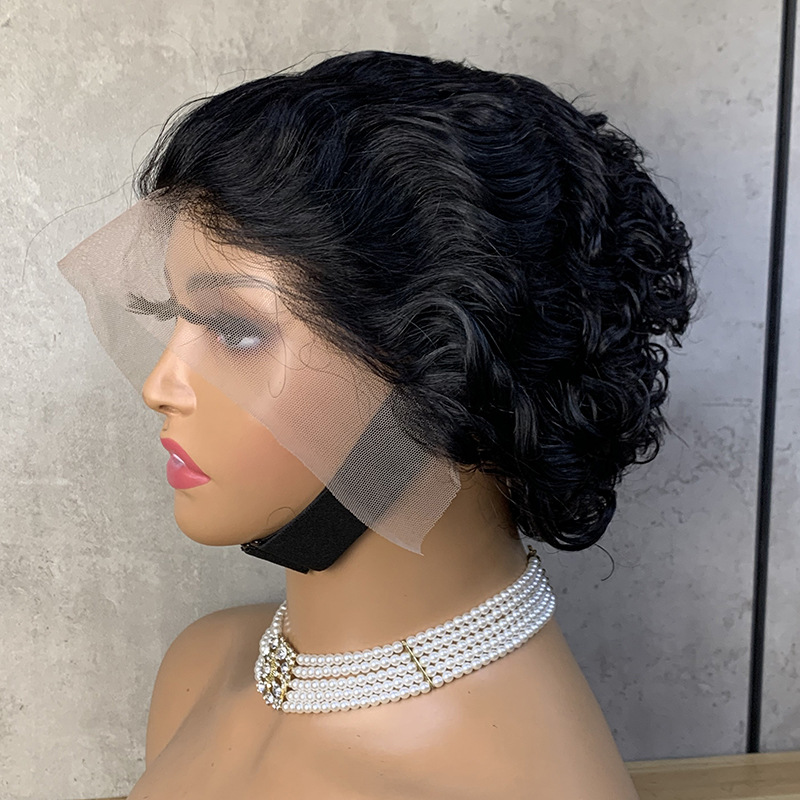 Short Curly Brazilian Cuticle Aligned Raw Virgin Hair Pixie Cut Lace Front Wigs