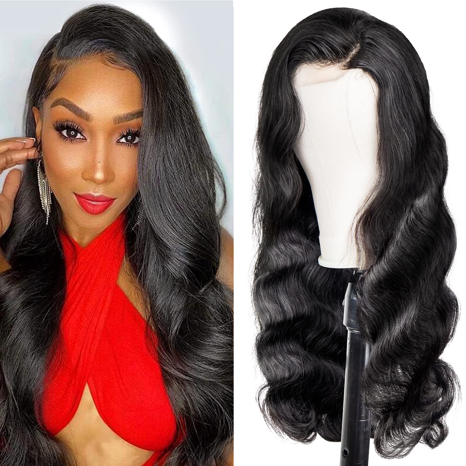 Wholesale Cuticle Aligned 100% Raw Virgin Peruvian Human Hair Body Wave Half Lace Wigs