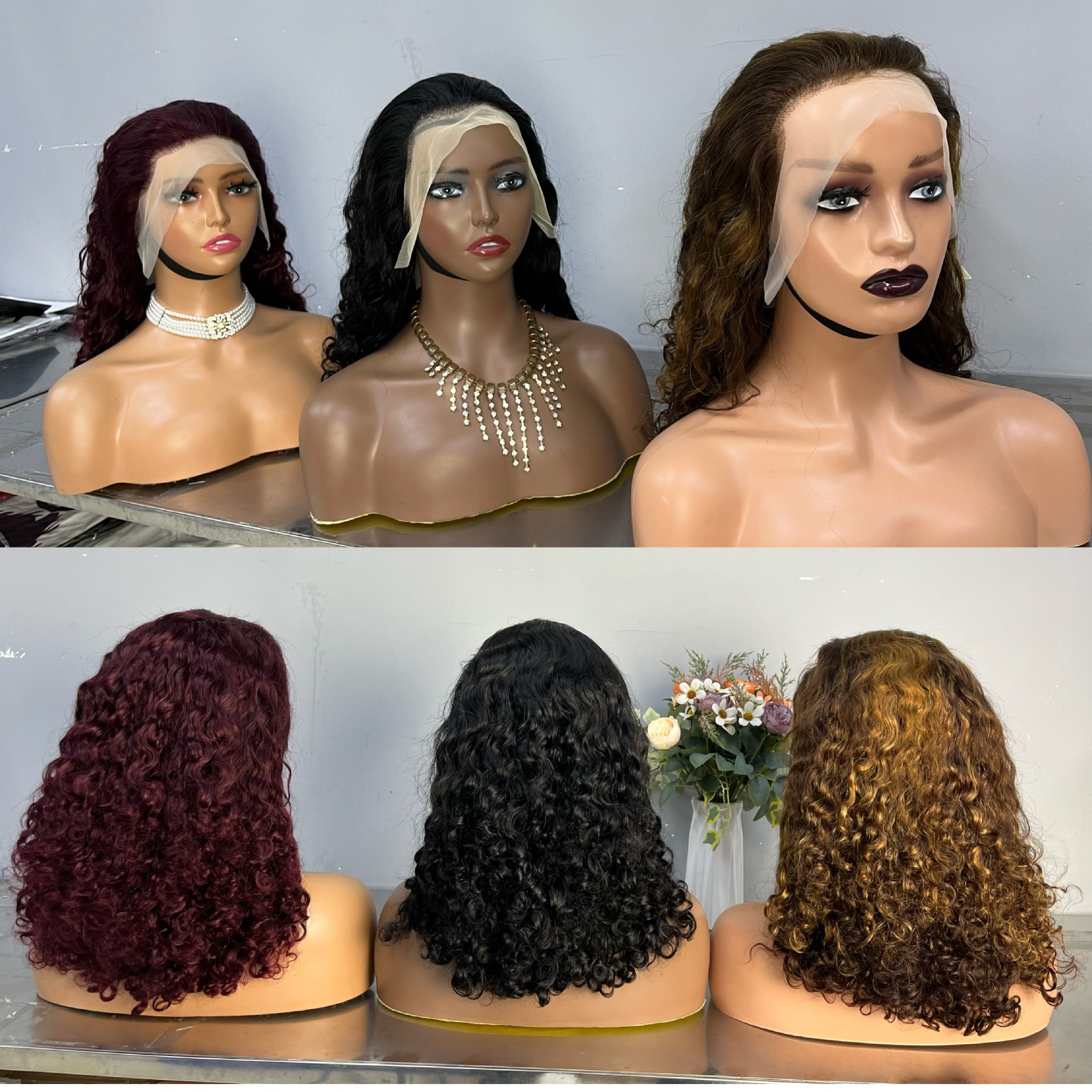 Wholesale Original Human Hair water Wave Wig 100% Human Hair frontal lace Wig